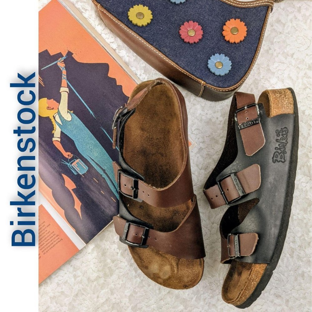 Birkis BIRKENSTOCK  TwoTone Brown Sandal Double St